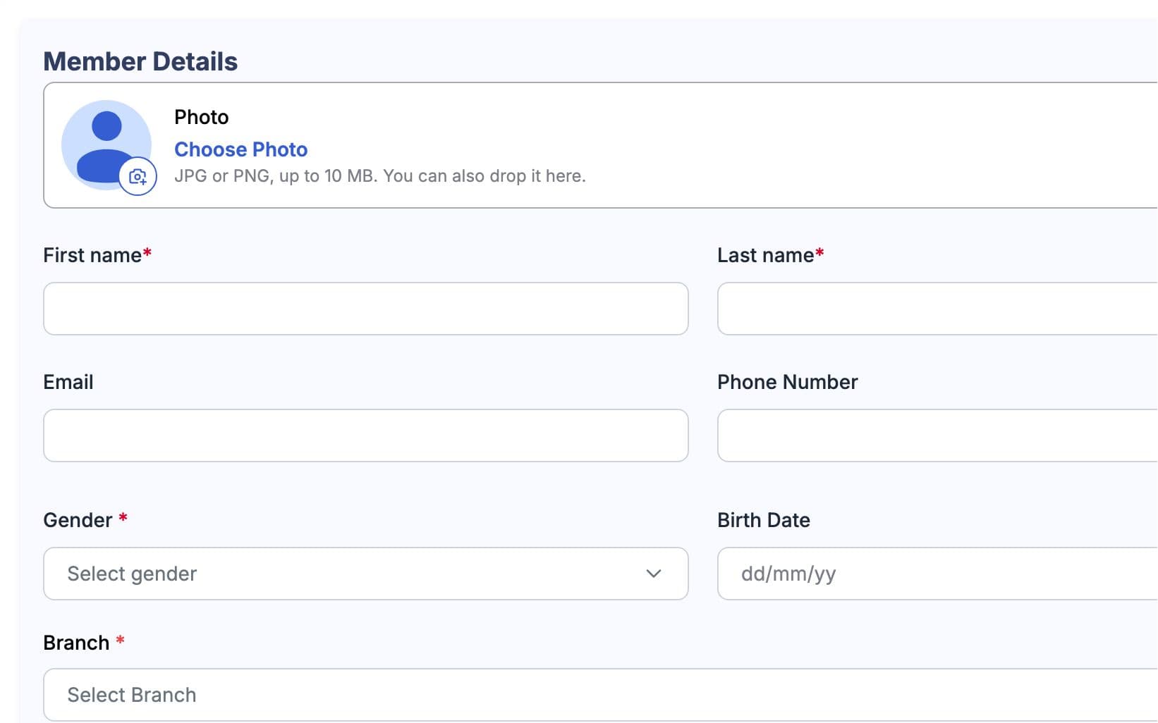 Add member form to add the person who asked to join
